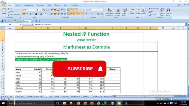 Nested IF Function in excel?