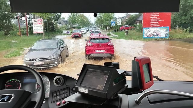 Rues inondées à Waremme après les fortes pluies de ce lundi 2 septembre