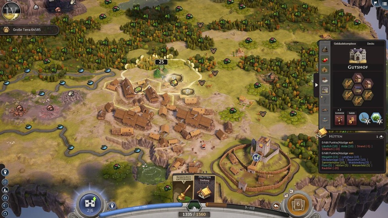 Aufbau-Gameplay aus Terrascape: So spielt sich der freie Modus zu Partiebeginn