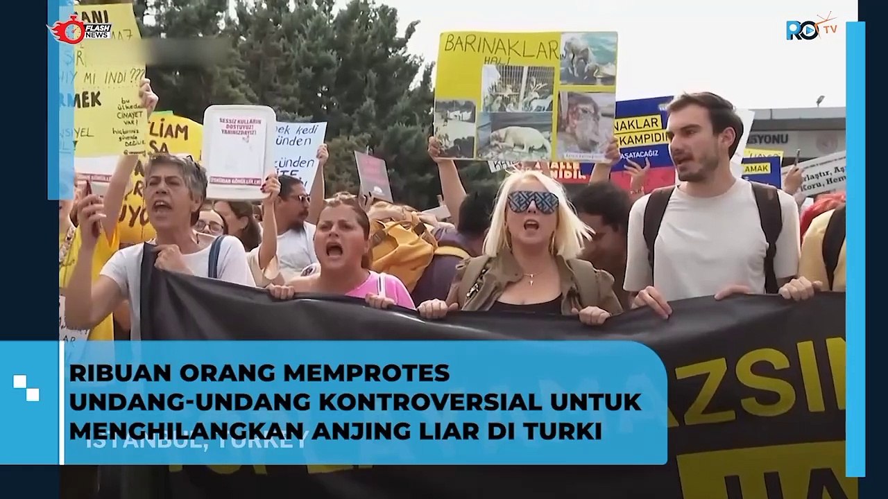 RIBUAN ORANG MEMPROTES UNDANG-UNDANG KONTROVERSIAL UNTUK MENGHILANGKAN ANJING LIAR DI TURKI