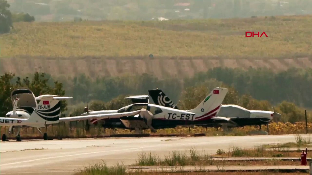 İniş takımları kırılan eğitim uçağı pistten çıktı