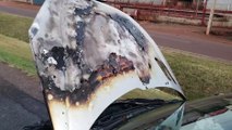 Fogo consome motor de Peugeot de trabalhadora na BR-277 em Cascavel
