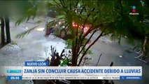 VIDEO: Vehículo cae en una zanja en Nuevo León