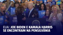 Harris e Biden cortejam juntos estado-chave da Pensilvânia em ato com sindicatos
