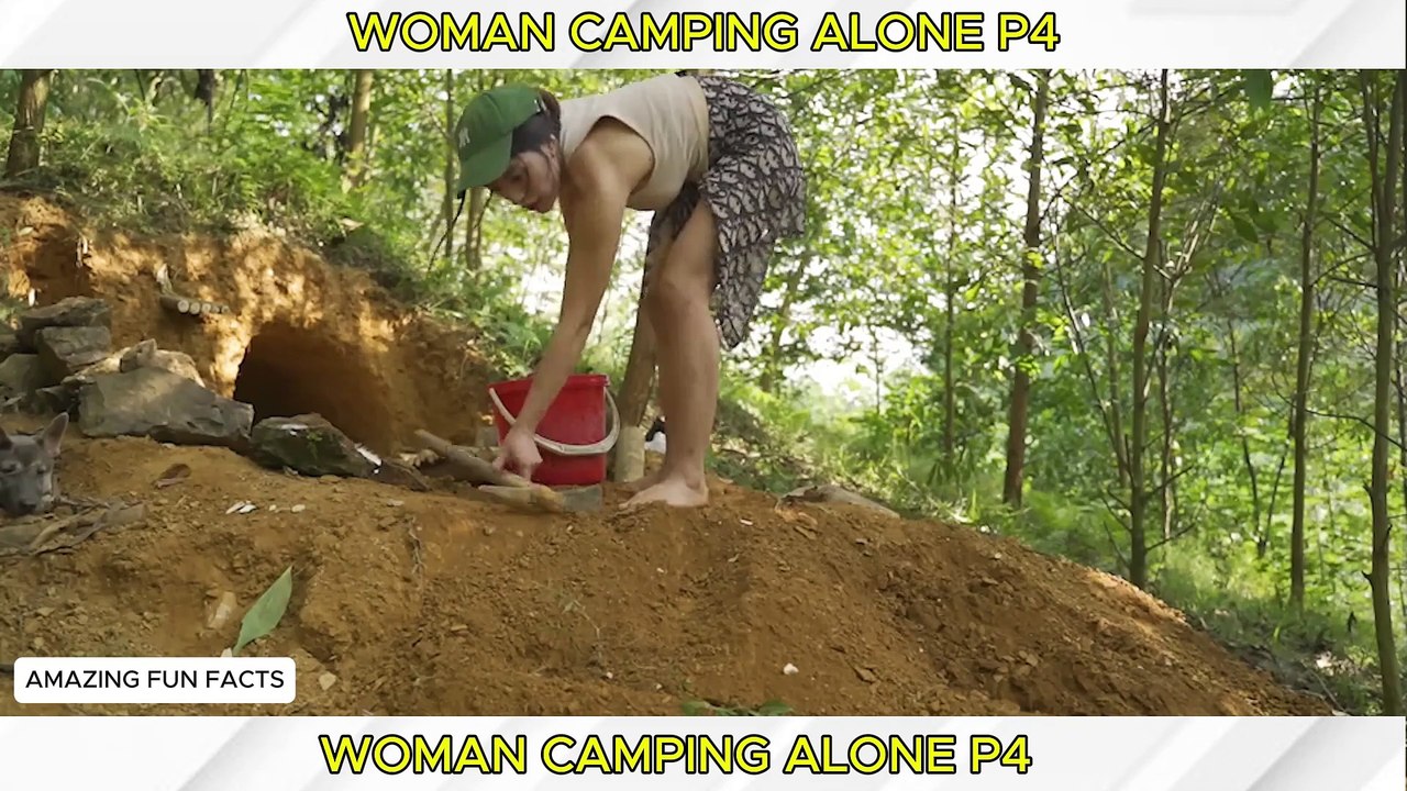 Beauty Girl built shelter in the cracks of the rocks | WOMAN CAMPING ALONE 4 | Camping Amazing