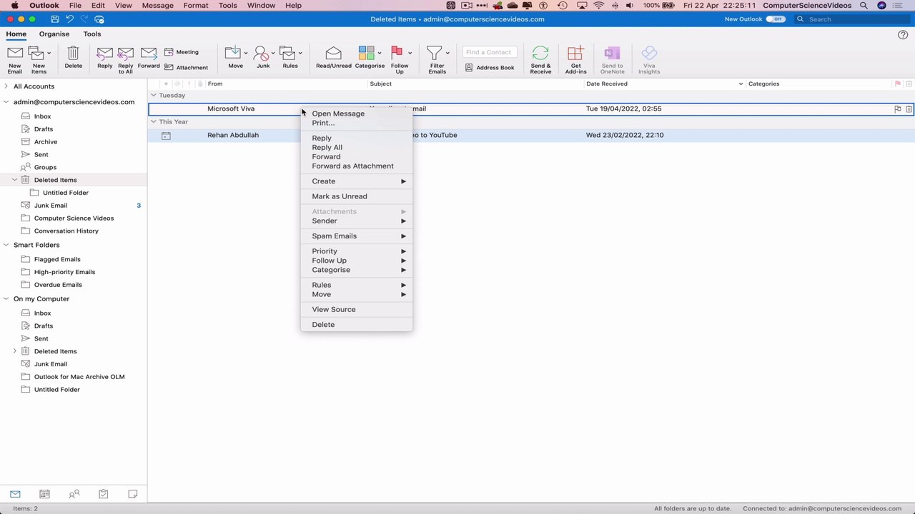 How to DELETE an E-Mail on Microsoft Outlook Using a Mac - Basic Tutorial | New