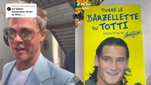Brad Pitt autografa libro di barzellette su Totti