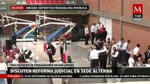 Estudiantes protestan afuera de sede alterna donde diputados discutirán reforma judicial