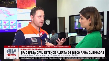 Defesa Civil estende alerta para risco de queimadas em São Paulo