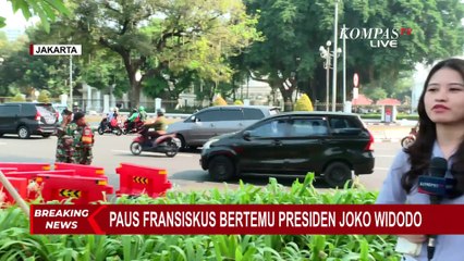 Situasi Lalu-Lintas Sekitar Istana Negara Jelang Keberangkatan Paus Fransiskus dari Kedubes Vatikan