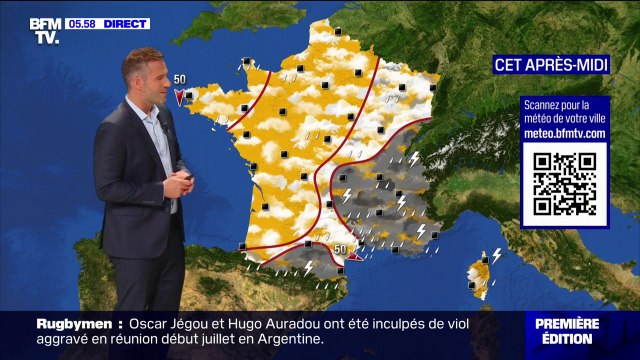 De fortes pluies orageuses dans le sud-est de l'Hexagone avec des températures en baisse
