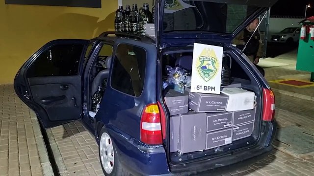 Vinho, azeite e eletrônicos: PM apreende carro com R$ 45 mil em mercadorias no Trevo do Guarujá