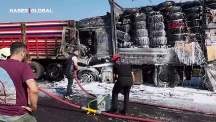 Yer Düzce: Tıra çarpan LPG deposu yüklü tır alev alev yandı