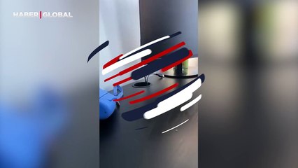 Yavru kedi altına girdiği masanın kablo deliğinden çıkışıyla güldürdü: "Nanik, nanik"