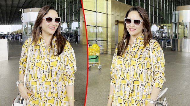 Dhak Dhak Star Madhuri Dixit's Youthful-Yellow Look For Her Starry Airport Arrival!