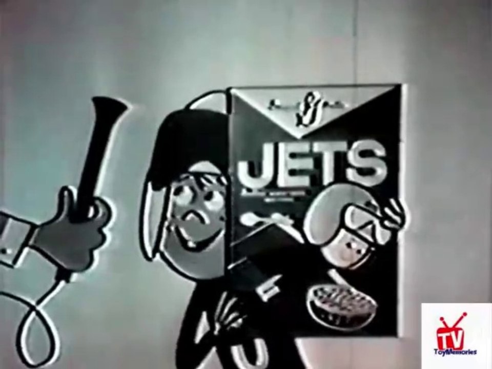 1950s Jets cereal animated TV commercial - Johnny Jet winning the ...