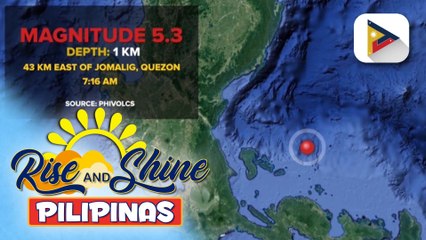 Magkasunod na lindol, yumanig sa bahagi ng Jomalig, Quezon at kalapit na mga lugar