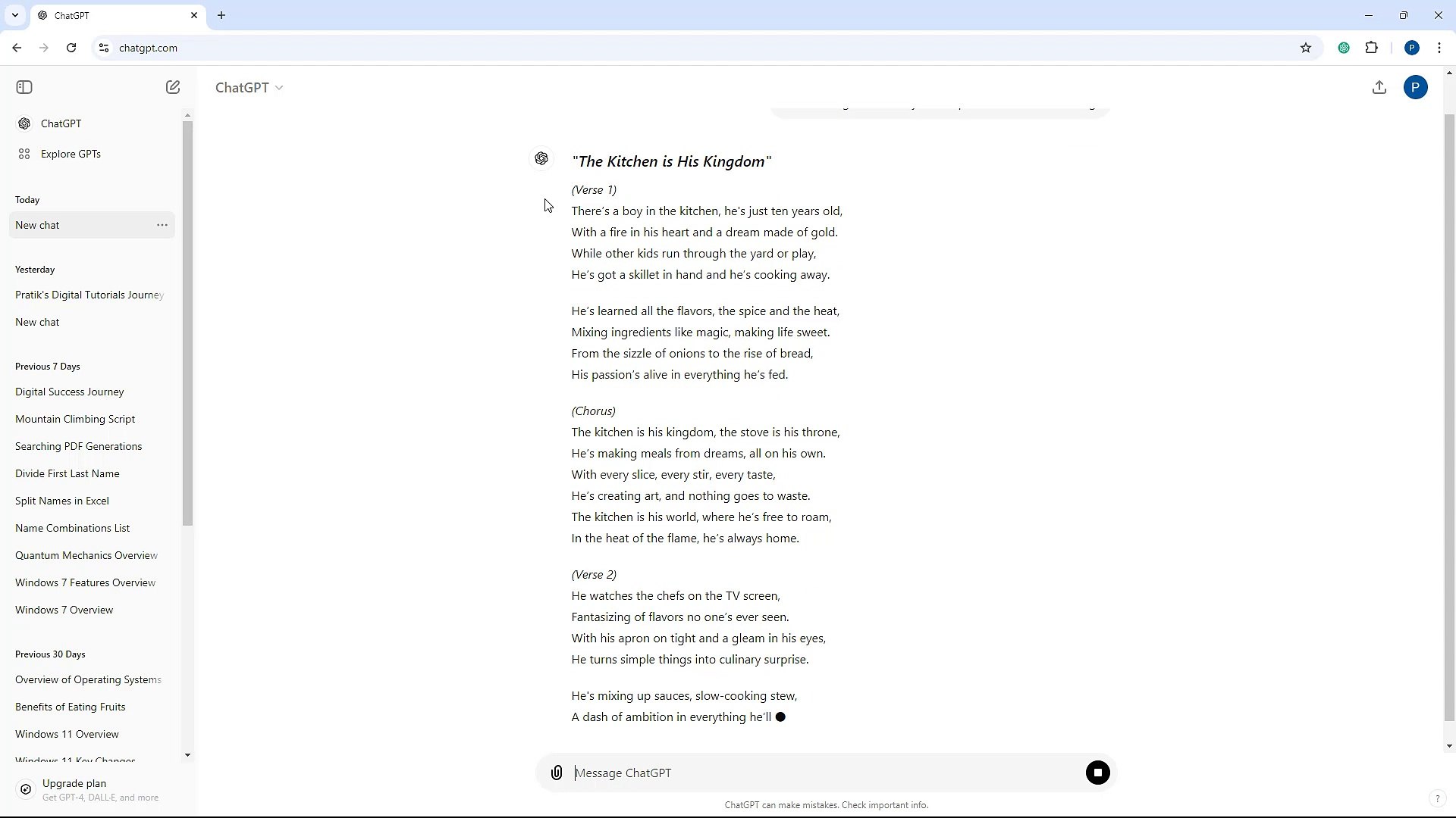 ChatGPT Course Section 42 Write a Song