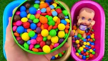 Rainbow Satisfying Video _ Magic Mixing Candy ASMR in Three BathTubs with Slime M&M's & Skittles