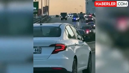 Görüntüler viral oldu! İşte Cumhurbaşkanı Erdoğan'ın Sisi'yi havalimanına bıraktığı konvoy