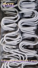 192mm height 220v 1300w S shape carbon fiber heat lamps half white coated ir lamps