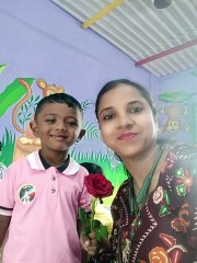 Happy Teacher's Day! Kids Give Roses to Teacher at Balvatika Kurgaon, Palghar Maharashtra