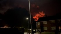 Dramatic footage shows blaze and explosions involving eight HGV lorries at industrial estate