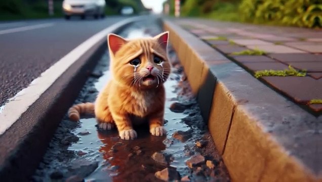 Poor cat was saved by women , #cat #cute #catlover #cutecat #aicat #ai #catvideos #catvideo