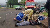 Casal fica ferido em acidente no Bairro Periolo, em Cascavel