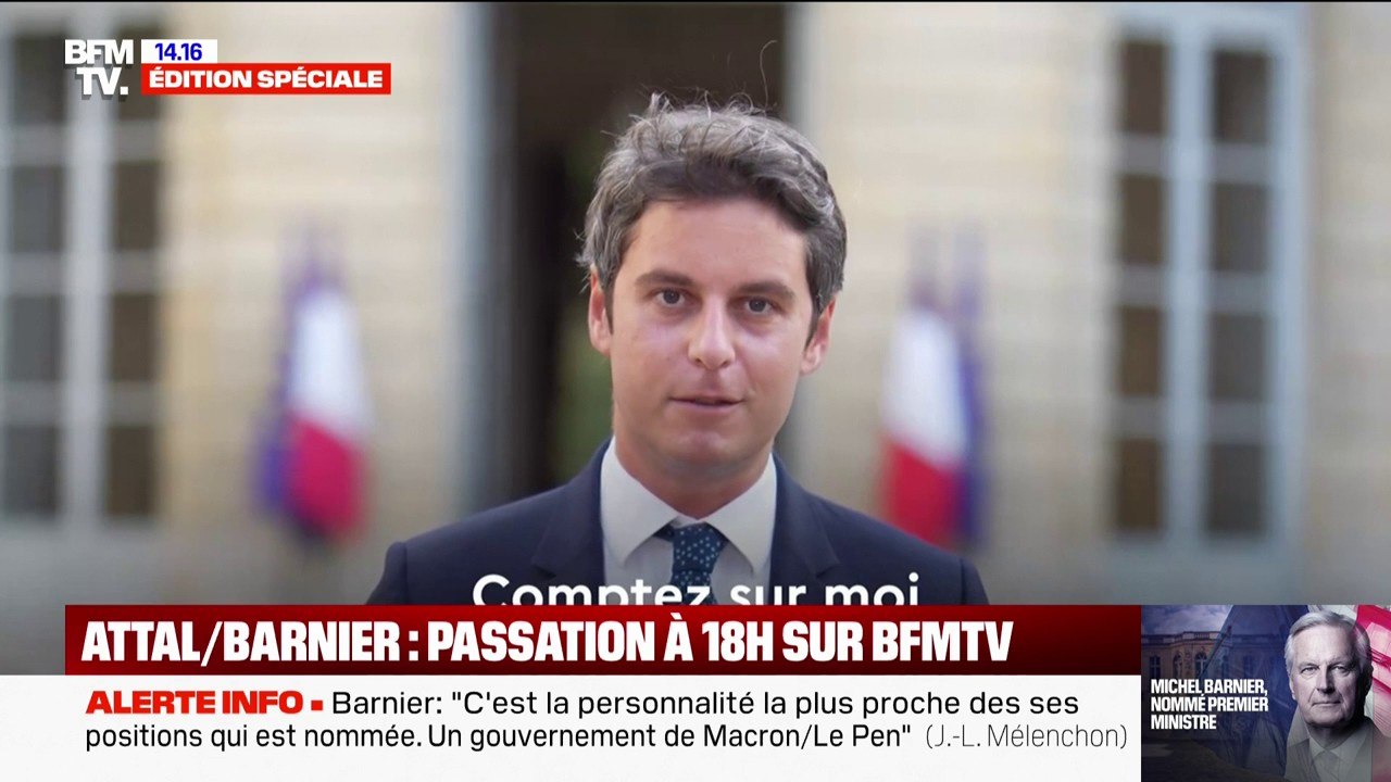 Matignon: Gabriel Attal remercie les Français dans une vidéo avant la passation avec Michel Barnier