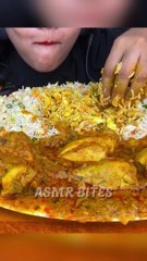 ASMR EATING SPICY CHIKEN LEG PIECES AND BIRYANI