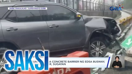 SUV, sumalpok sa concrete barrier ng EDSA Busway; dayuhang driver, sugatan | Saksi