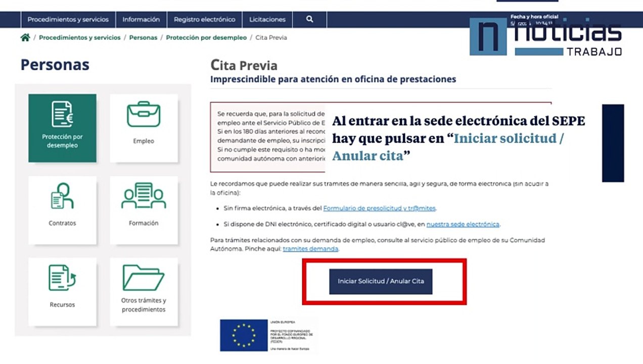Cómo anular una cita previa en el SEPE paso a paso