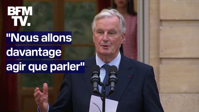 Le discours de Michel Barnier lors de la passation de pouvoir avec Gabriel Attal à Matignon