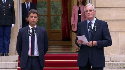 Passation de pouvoir à Matignon : les discours de Gabriel Attal et Michel Barnier