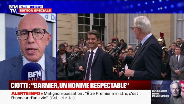 Pour Éric Ciotti (Union des droites pour la République), Michel Barnier a une expérience de l'État et est respectable