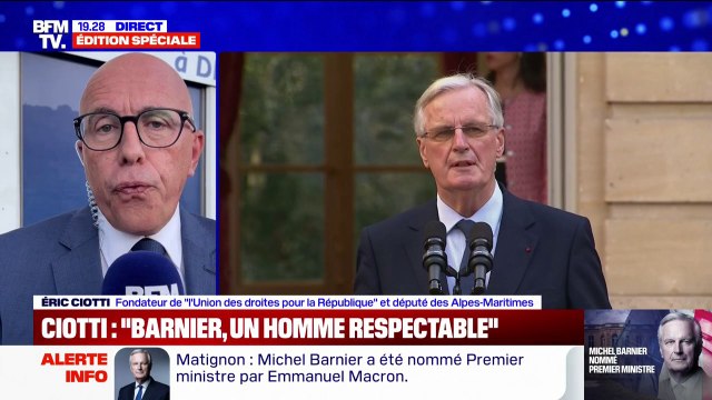 Michel Barnier à Matignon: S'il poursuit la politique de monsieur Macron, ce sera naturellement (...) une sanction forte que nous lui appliquerons , assure Éric Ciotti