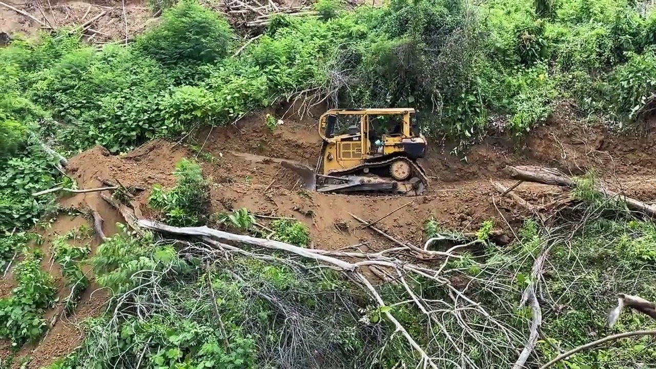 Forming an Oil Palm Terrace on a Mountain Slope with a D6R XL Bulldozer Step by Step