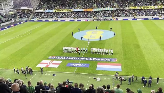Windsor Park stands for the national anthem ahead of Northern Ireland's UEFA Nations League clash with Luxembourg