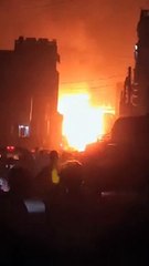 احتراق محطة غاز بالمنصوره محافظة عدن