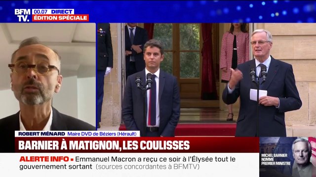 Michel Barnier à Matignon: C'est à l'image de ce pays. Il y a bien plus de gens qui votent à droite qu'à gauche , réagit Robert Ménard (maire divers droite de Béziers)