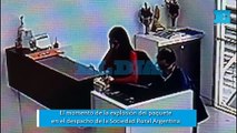 El momento de la explosión del paquete en el despacho de la Sociedad Rural
