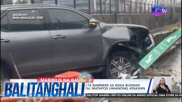 SUV, sumalpok sa concrete barriers sa EDSA Busway; Driver, isinugod sa ospital matapos umanong atakihin sa puso | Balitanghali