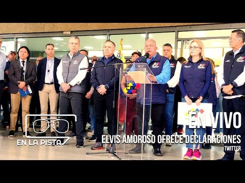 Elvis Amoroso ofrece declaraciones desde el CNE al inicio del simulacro