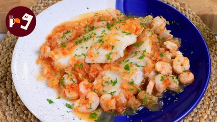 Receta de MERLUZA con gambas a la MARINERA ⚓ Fácil, rápida y deliciosa