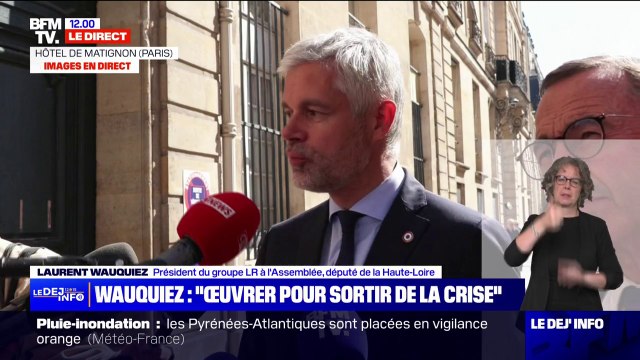 Ce qui compte c'est le programme(...)pour que la France ne soit pas bloquée , explique Laurent Wauquiez (LR) après sa rencontre avec Michel Barnier Premier ministre