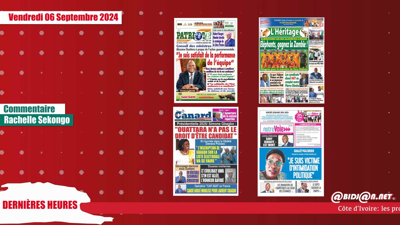 Titrologue du vendredi 06 septembre 2024/ Eliminatoires can 2025: Eléphants, gagnez la Zambie