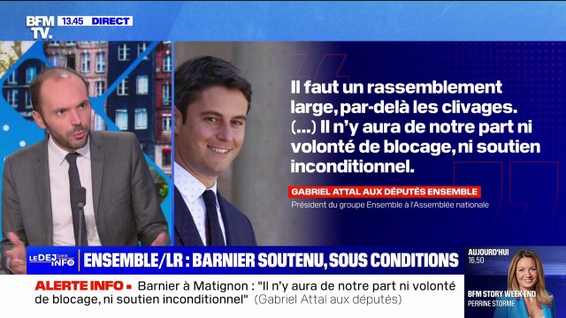 Ni volonté de blocage, ni soutien inconditionnel : le message de Gabriel Attal aux députés Ensemble après sa rencontre avec Michel Barnier