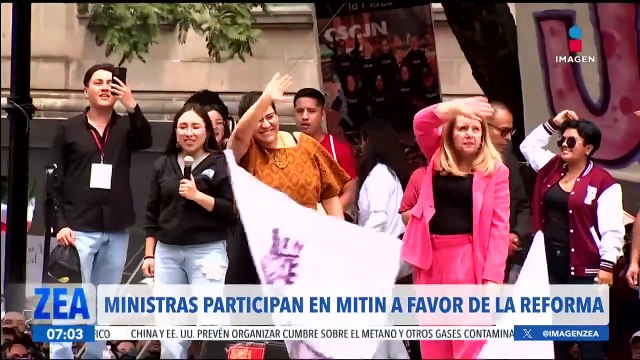 Lenia Batres y Loretta Ortiz participan en mitin a favor de la reforma al Poder Judicial