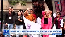 Lenia Batres y Loretta Ortiz participan en mitin a favor de la reforma al Poder Judicial